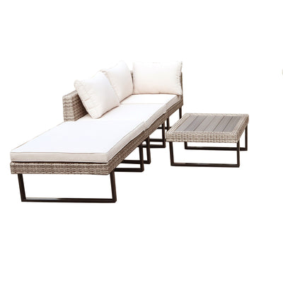 8 Place Seating Outdoor Wicker Corner Sectional Sofa and Ottoman Set with Table