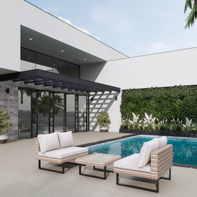 8 Place Seating Outdoor Wicker Corner Sectional Sofa and Ottoman Set with Table