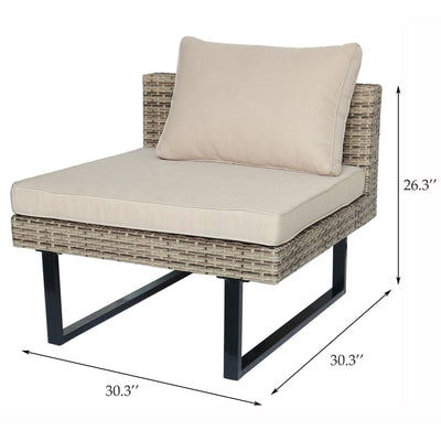 8 Place Seating Outdoor Wicker Corner Sectional Sofa and Ottoman Set with Table