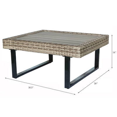 8 Place Seating Outdoor Wicker Corner Sectional Sofa and Ottoman Set with Table