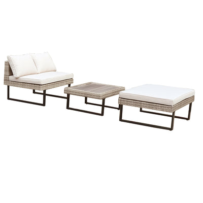 8 Place Seating Outdoor Wicker Corner Sectional Sofa and Ottoman Set with Table