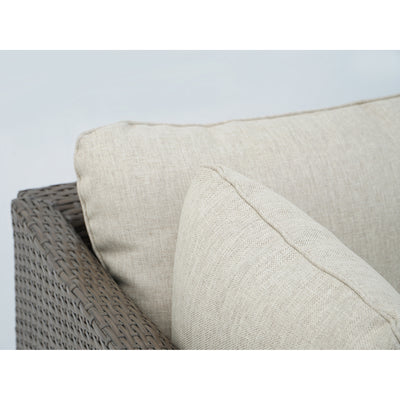 8 Piece Brown Outdoor Sectional Wicker Sofa Chairs and Tableswith Interchangable Beige and Red Cushion Covers