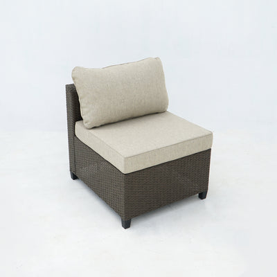 8 Piece Brown Outdoor Sectional Wicker Sofa Chairs and Tableswith Interchangable Beige and Red Cushion Covers