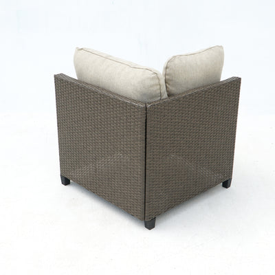 8 Piece Brown Outdoor Sectional Wicker Sofa Chairs and Tableswith Interchangable Beige and Red Cushion Covers