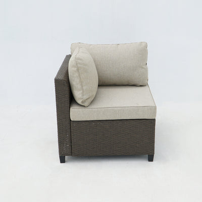 8 Piece Brown Outdoor Sectional Wicker Sofa Chairs and Tableswith Interchangable Beige and Red Cushion Covers
