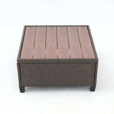 8 Piece Brown Outdoor Sectional Wicker Sofa Chairs and Tableswith Interchangable Beige and Red Cushion Covers