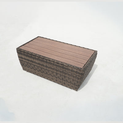 5 Place Seating Brown Outdoor Wicker Sofa and Sofa Chair Set with Table