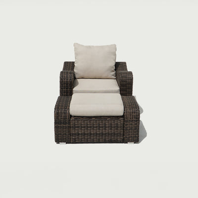 5 Place Seating Brown Outdoor Wicker Sofa and Sofa Chair Set with Table