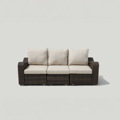 5 Place Seating Brown Outdoor Wicker Sofa and Sofa Chair Set with Table