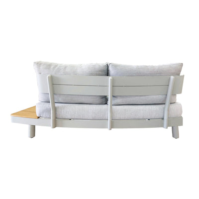 6 Place Seating Outdoor Cream Aluminum and Teak Contour Sofa Set