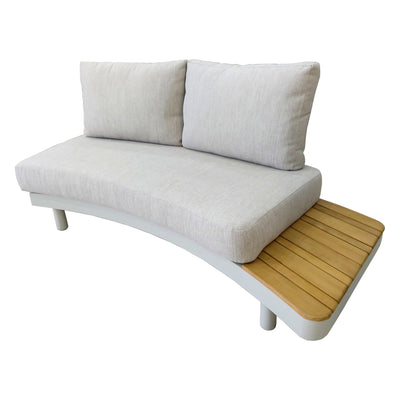 6 Place Seating Outdoor Cream Aluminum and Teak Contour Sofa Set