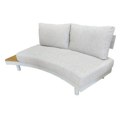 6 Place Seating Outdoor Cream Aluminum and Teak Contour Sofa Set
