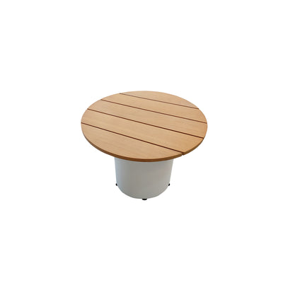 6 Place Seating Outdoor Cream Aluminum and Teak Contour Sofa Set