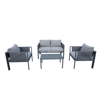 4 Place Seating Outdoor Gray Sofa and Table Set