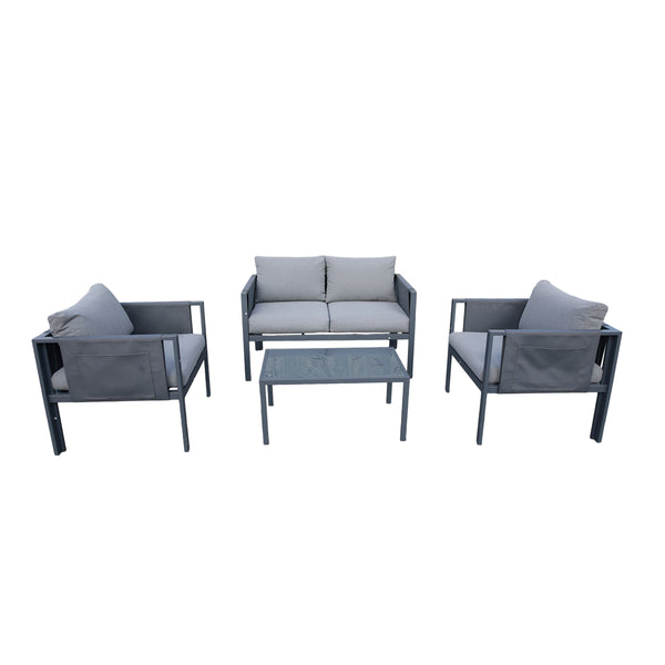 4 Place Seating Outdoor Gray Sofa and Table Set
