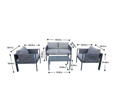 4 Place Seating Outdoor Gray Sofa and Table Set