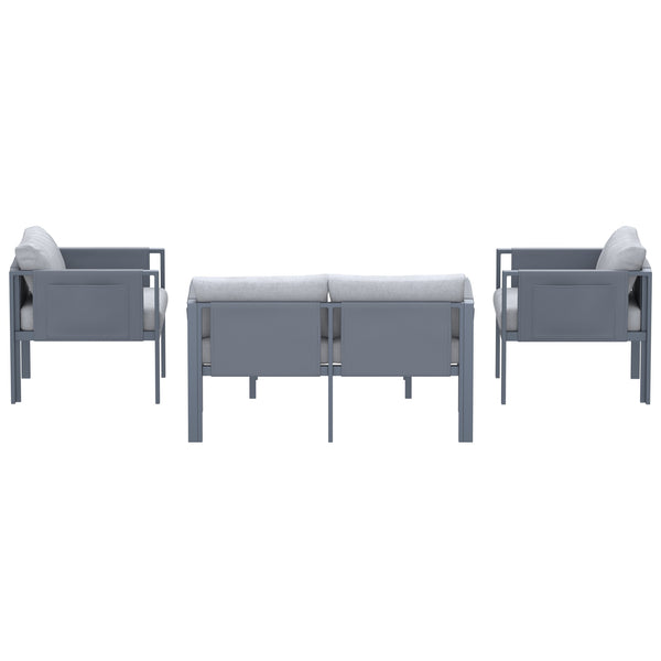 4 Place Seating Outdoor Gray Sofa and Table Set