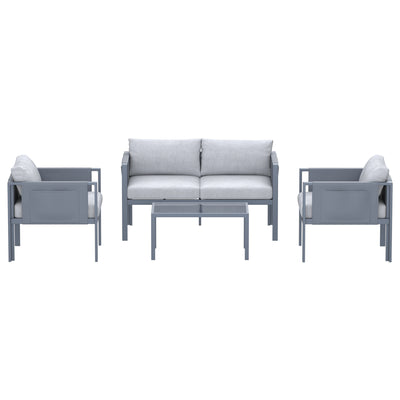 4 Place Seating Outdoor Gray Sofa and Table Set