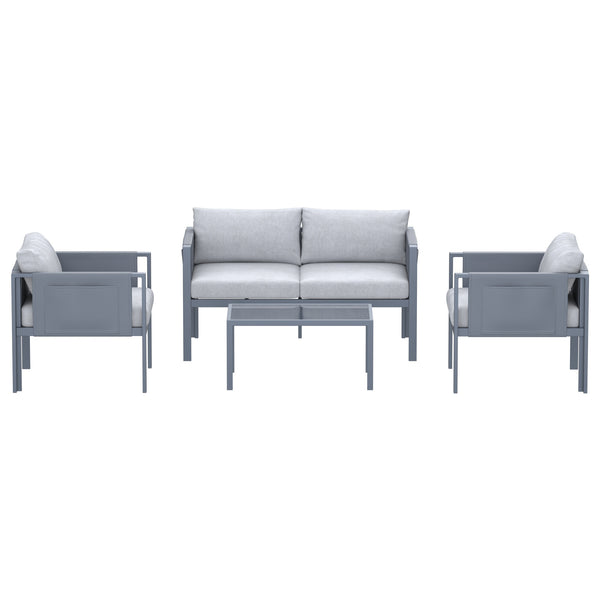 4 Place Seating Outdoor Gray Sofa and Table Set