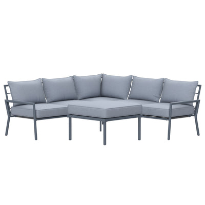 5 Place Seating Outdoor Gray Sofa and Ottoman Set
