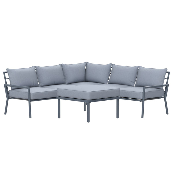 5 Place Seating Outdoor Gray Sofa and Ottoman Set