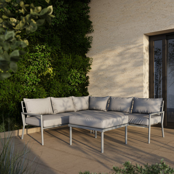 5 Place Seating Outdoor Gray Sofa and Ottoman Set