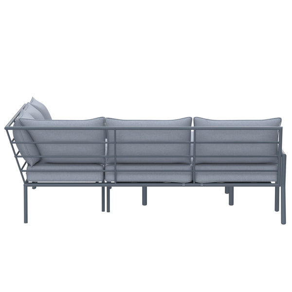5 Place Seating Outdoor Gray Sofa and Ottoman Set