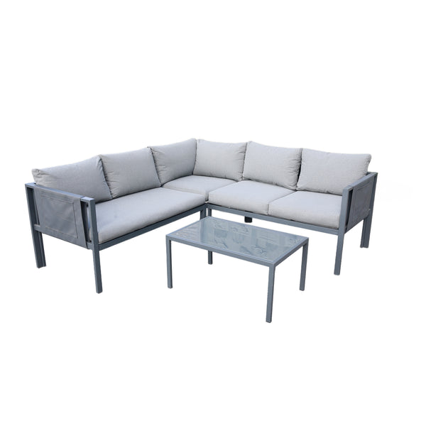 5 Place Seating Outdoor Gray Sofa and Table Set