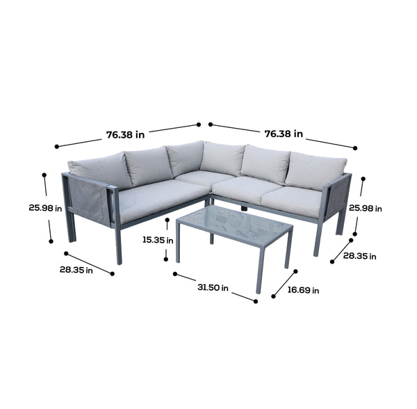 5 Place Seating Outdoor Gray Sofa and Table Set