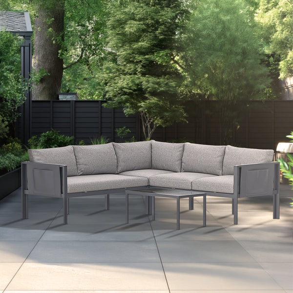 5 Place Seating Outdoor Gray Sofa and Table Set
