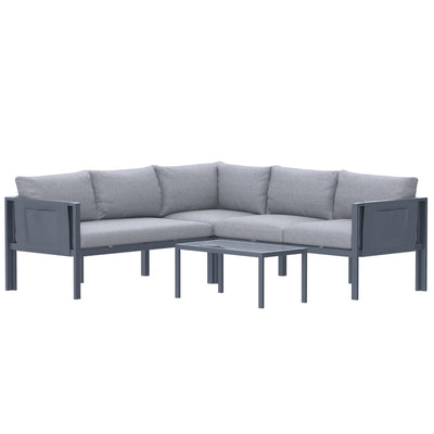 5 Place Seating Outdoor Gray Sofa and Table Set