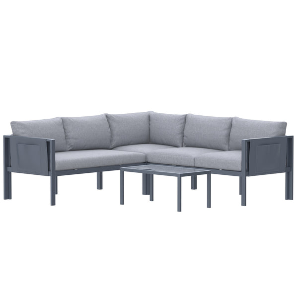 5 Place Seating Outdoor Gray Sofa and Table Set