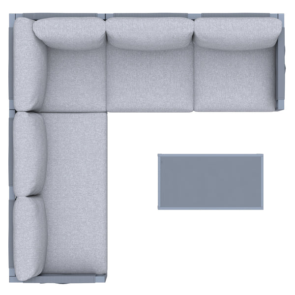 5 Place Seating Outdoor Gray Sofa and Table Set