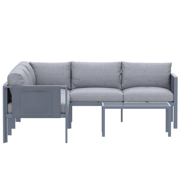 5 Place Seating Outdoor Gray Sofa and Table Set