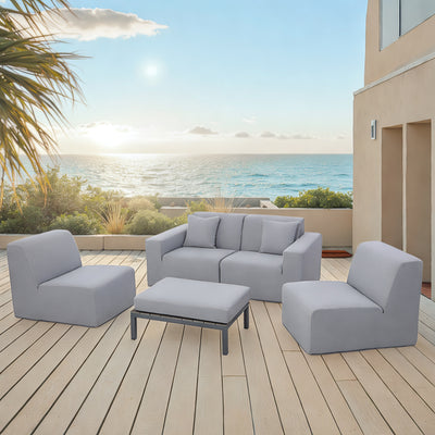 4 Place SeatingGray Outdoor Compressed Foam Sofa and Table Set