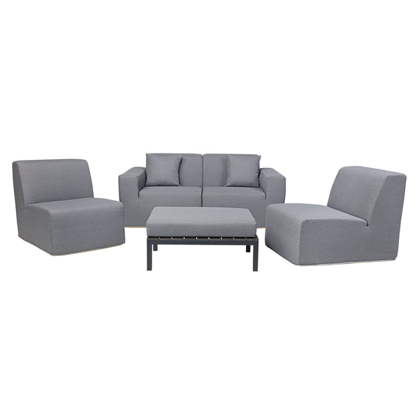 4 Place Seating  Gray Outdoor Compressed Foam Sofa and Table Set