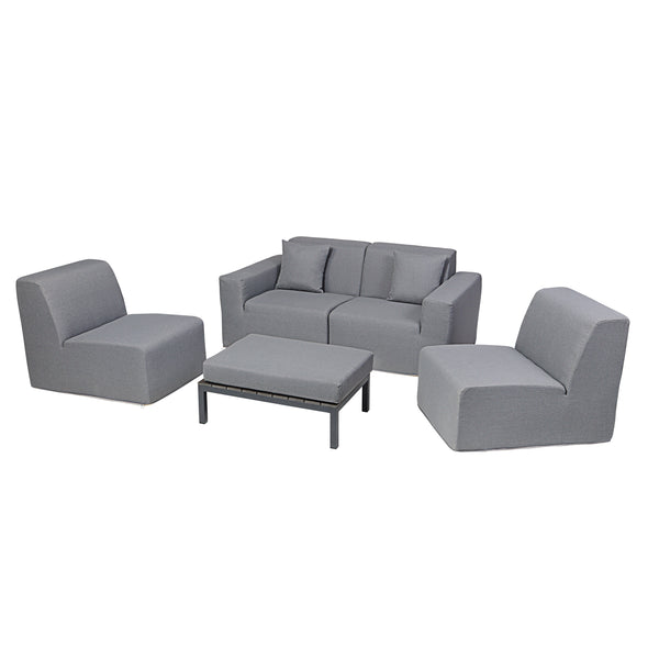 4 Place Seating  Gray Outdoor Compressed Foam Sofa and Table Set