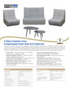 5 Piece Gray Outdoor Compressed Foam Loveseat Sofa Chairs and Table Set