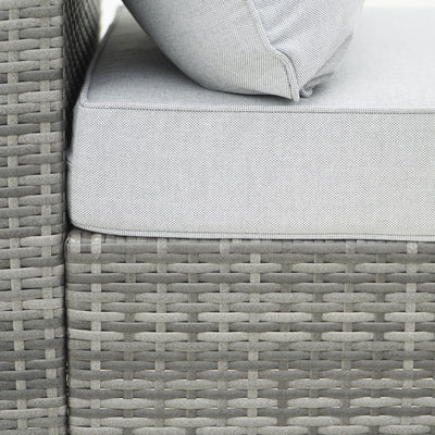 8 Piece Gray Outdoor Sectional Wicker Sofa Chairs and Tableswith Interchangable Blue and Gray Cushion Covers