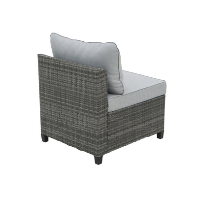 8 Piece Gray Outdoor Sectional Wicker Sofa Chairs and Tableswith Interchangable Blue and Gray Cushion Covers