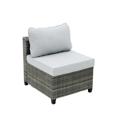 8 Piece Gray Outdoor Sectional Wicker Sofa Chairs and Tableswith Interchangable Blue and Gray Cushion Covers