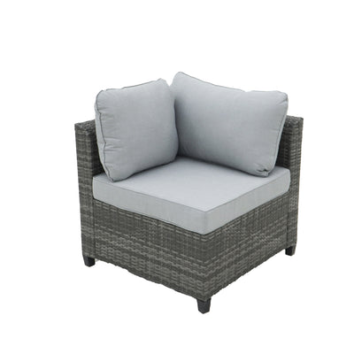 8 Piece Gray Outdoor Sectional Wicker Sofa Chairs and Tableswith Interchangable Blue and Gray Cushion Covers