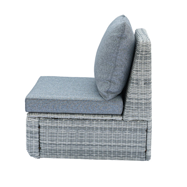 5 Place Seating Gray Outdoor Wicker Sofa and Sofa Chair Set with Table