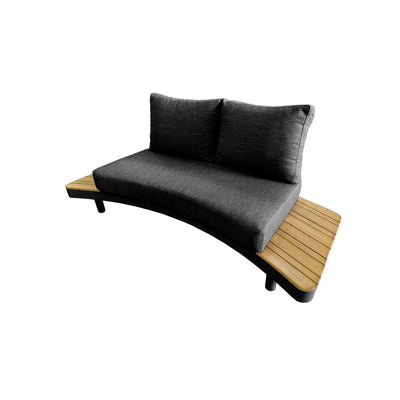6 Place Seating Outdoor Gray Aluminum and Teak Contour Sofa Set
