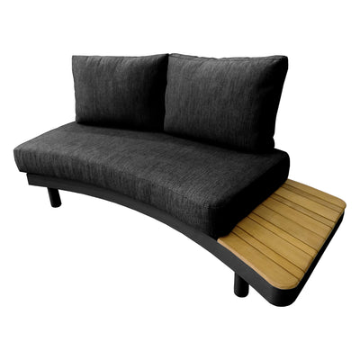 6 Place Seating Outdoor Gray Aluminum and Teak Contour Sofa Set