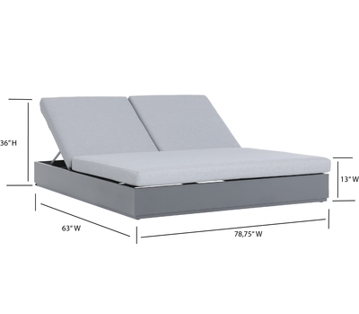 2 Place Ficarazzi Outdoor Aluminum Rectangular Patio Daybed