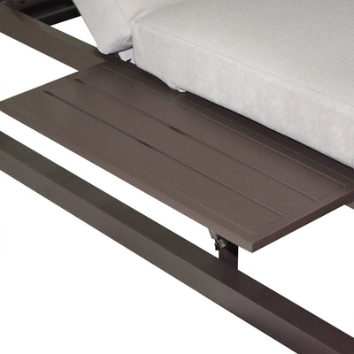 2 Place Outdoor Aluminum Rectangular Patio Daybed with Retractable Beige Textilene Fabric Canopy