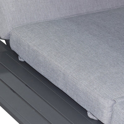 2 Place Outdoor Aluminum Rectangular Patio Daybed with Retractable Gray Textilene Fabric Canopy
