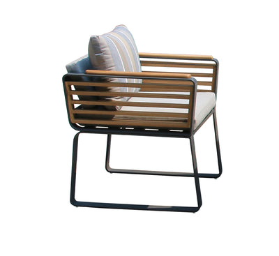 6 Place Seating Palazzolo Outdoor Teak Patio Dining Table Set and Cushioned Chairs