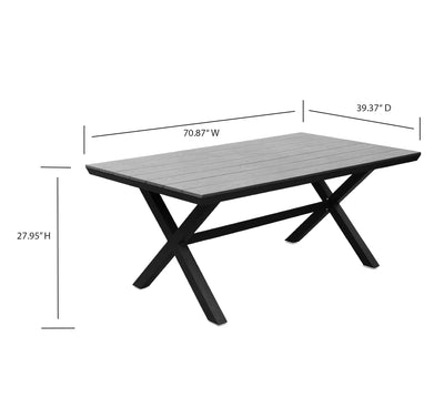 6 Place Seating Outdoor Aluminum Patio Dining Table Set and Chairs with Gray Textilene Fabric
